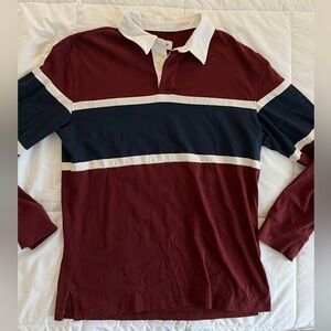Goodfellow & Co Burgundy Navy White Rugby Polo